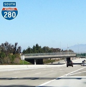 CLICK to continue on Highway 280 South at De Anza Blvd