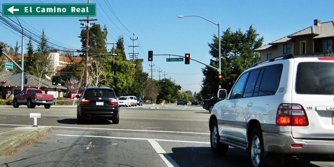 CLICK to continue: Left on El Camino Real from Arastradero