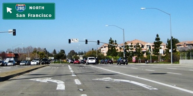CLICK to continue: Left on H280 N from De Anza Blvd