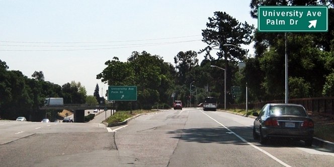 CLICK to continue: University exit off El Camino Real